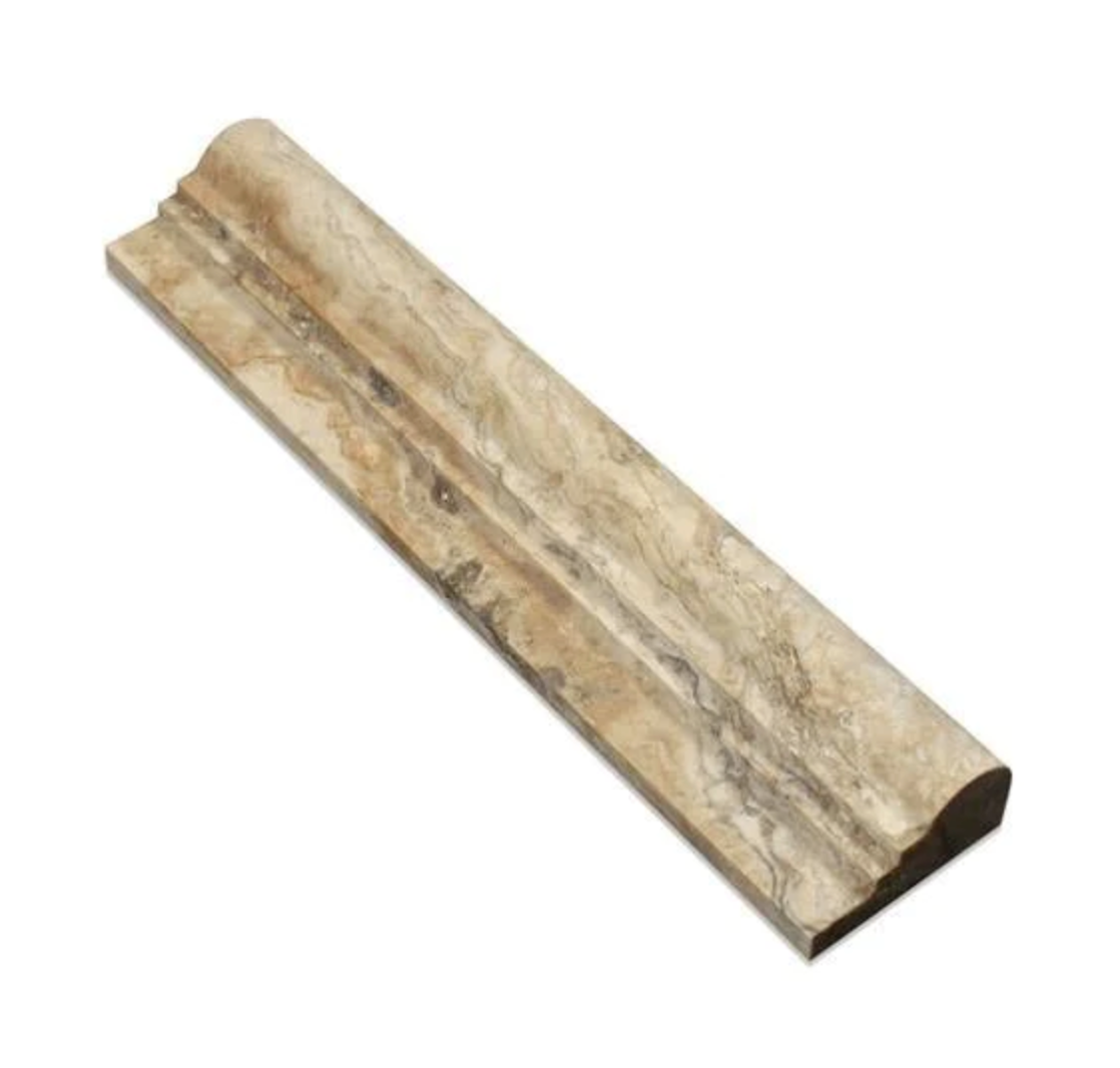 Philadelphia Travertine 2-1/2" X 12" Double-Step Chair Rail Trim Honed