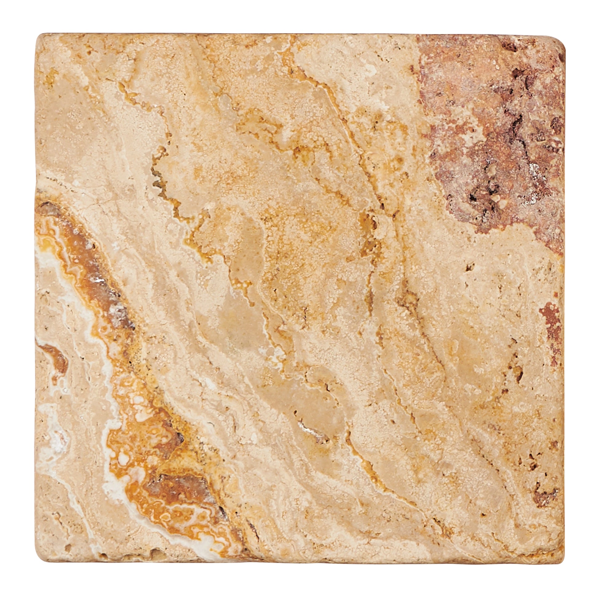 Valencia Travertine 4’’ X 4’’ Tile Tumbled Wall Tile