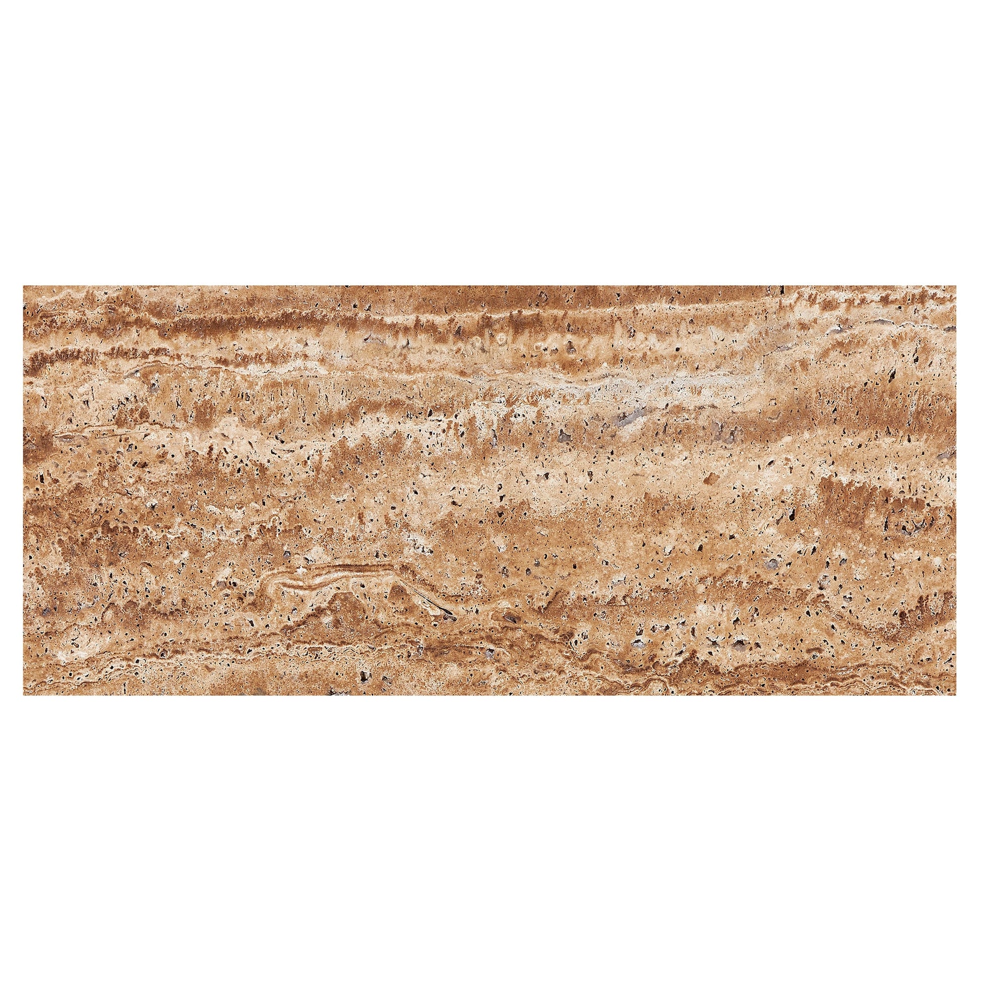 Noce Exotic Travertine Vein-Cut 6’’ X 24’’ Tile Brushed & Unfilled - Straight-Edged Wall Tile