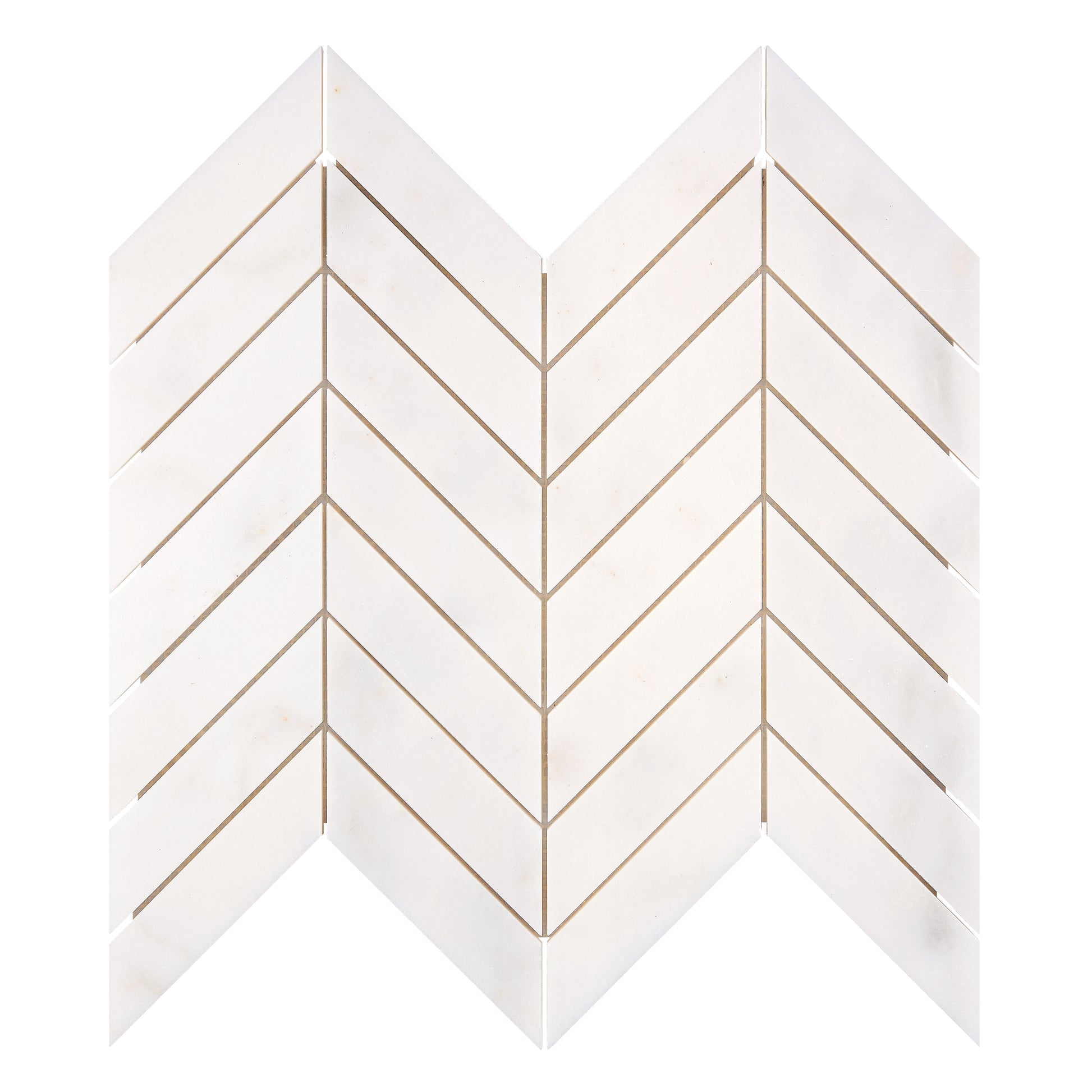 Afyon White Marble 1’’ X 4’’ Chevron Mosaic Polished Backsplash Tile
