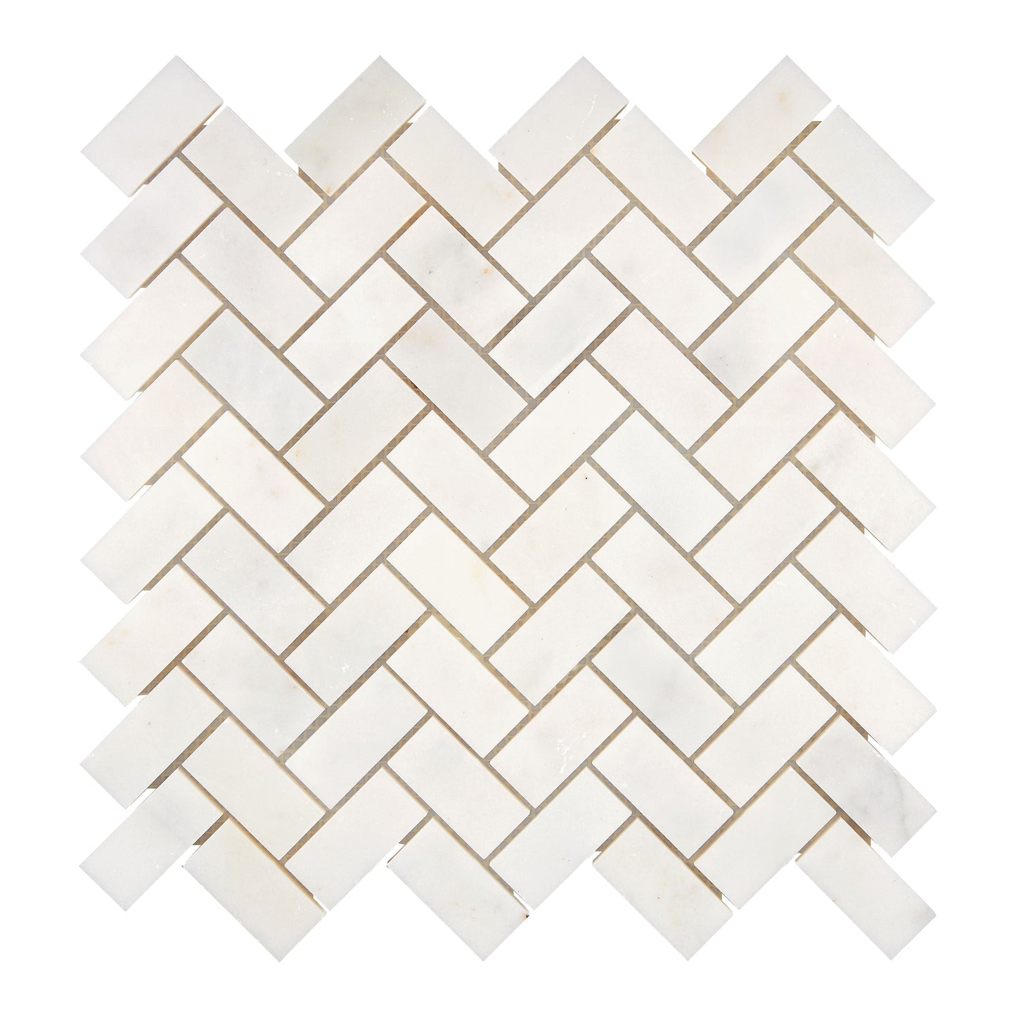 Afyon White Marble 1’’ X 2’’ Herringbone Mosaic Polished Backsplash Tile