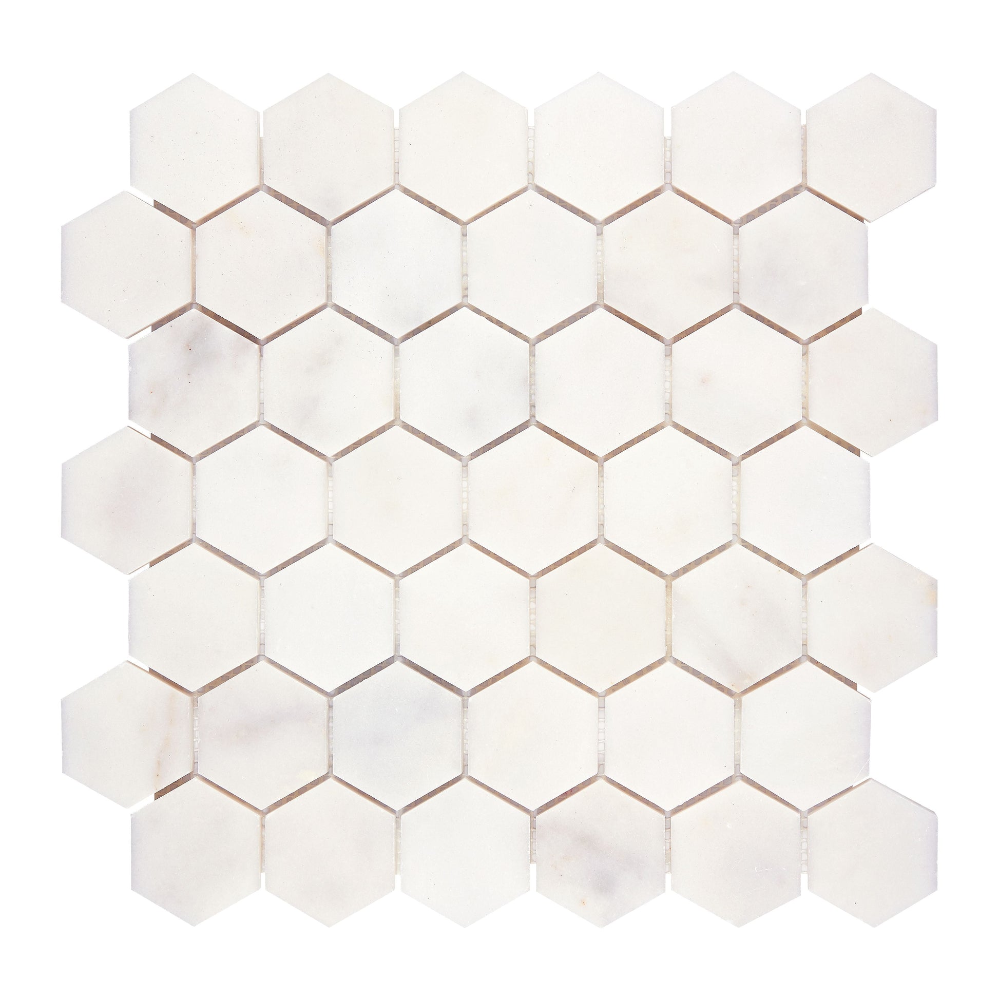 Afyon White Marble 2’’ X 2’’ Hexagon Mosaic Polished Backsplash Tile