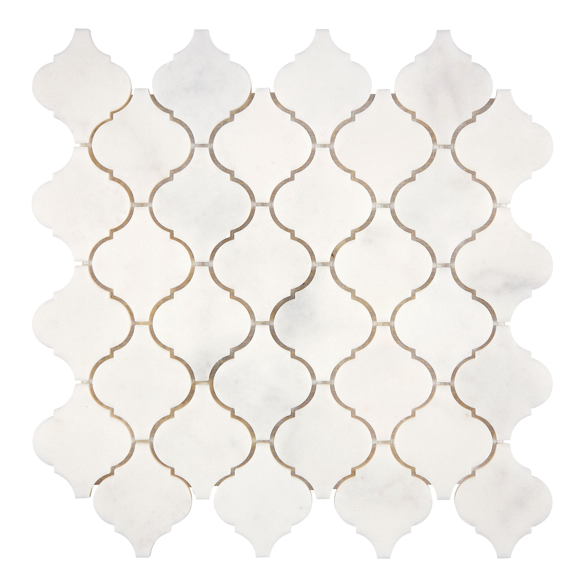 Afyon White Marble 3’’ Arabesque Lantern Mosaic Polished Backsplash Tile