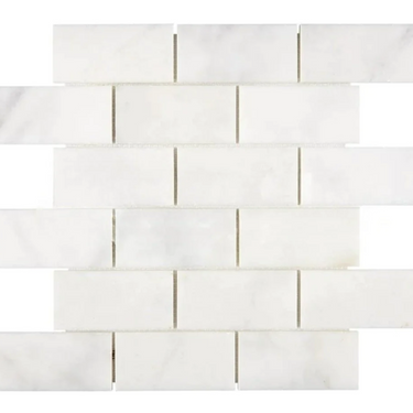 Afyon White Marble 2’’ X 4’’ Brick Mosaic Polished Backsplash Tile