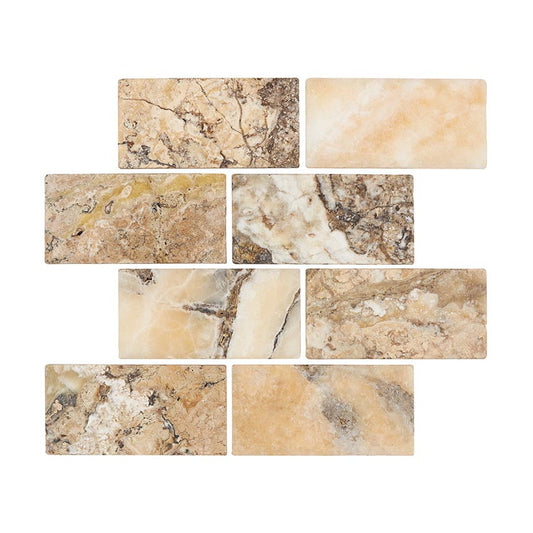 Antico Onyx Travertine 3’’ X 6’’ Tile Tumbled Wall Tile
