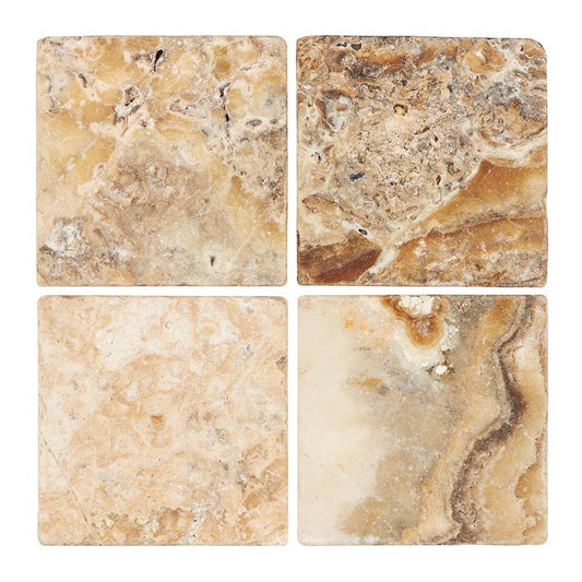 Antico Onyx Travertine 6’’ X 6’’ Tile Tumbled Wall Tile