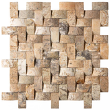 Antico Onyx Travertine 1’’ X 2’’ Herringbone Mosaic Round-Faced (CNC-Arched) Wall Tile