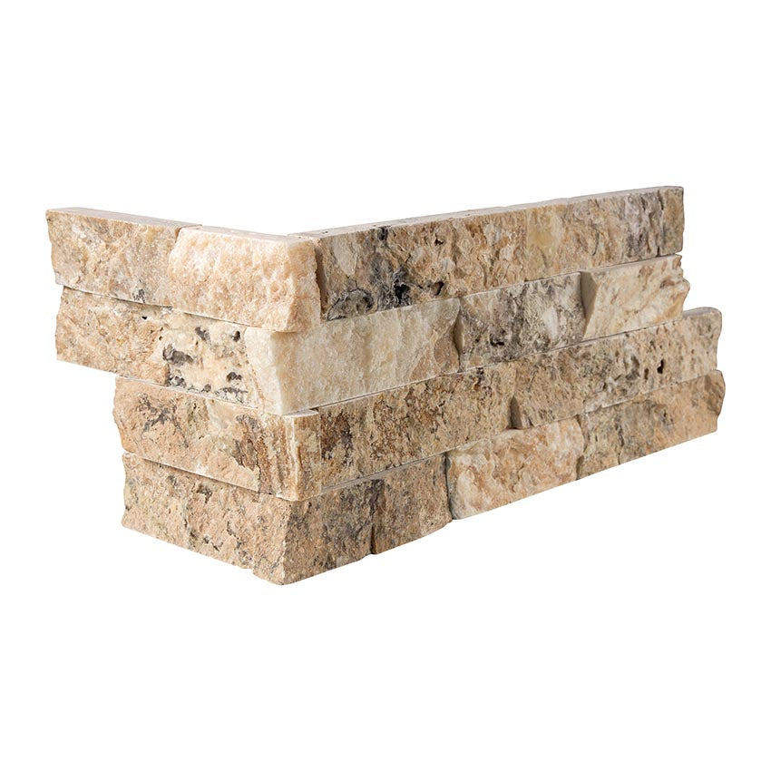 Antico Onyx Travertine Ledger-Panel - CORNER Split-Faced Wall Tile