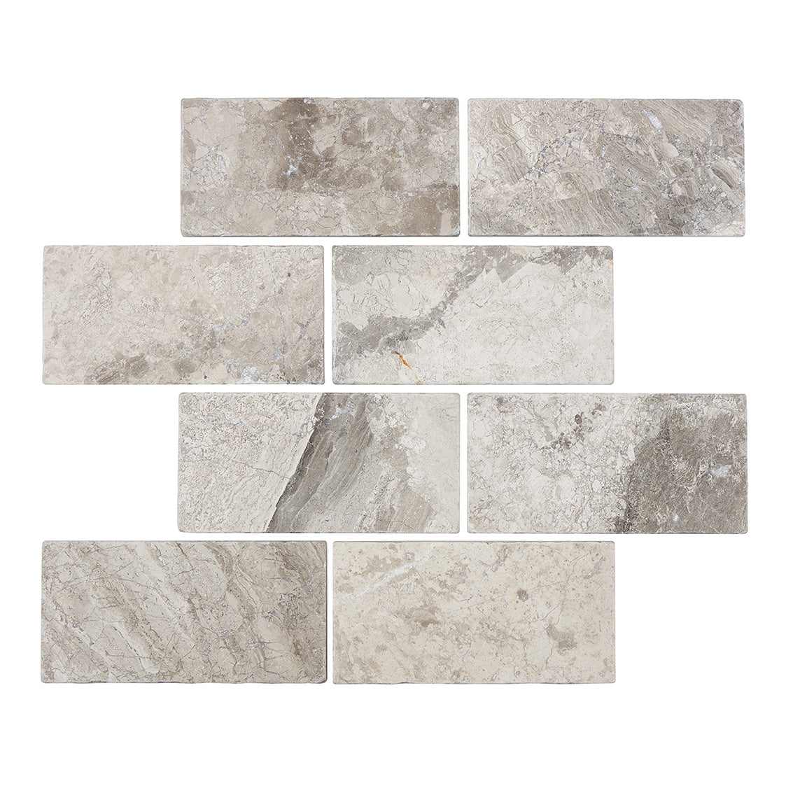 Atlantic Gray Marble 2’’ X 6’’ Brick Mosaic Split-Faced Wall Tile