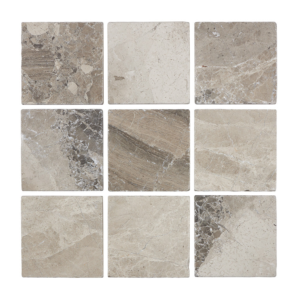 Atlantic Gray Marble 4’’ X 4’’ Tile Straight-Edged Wall Tile