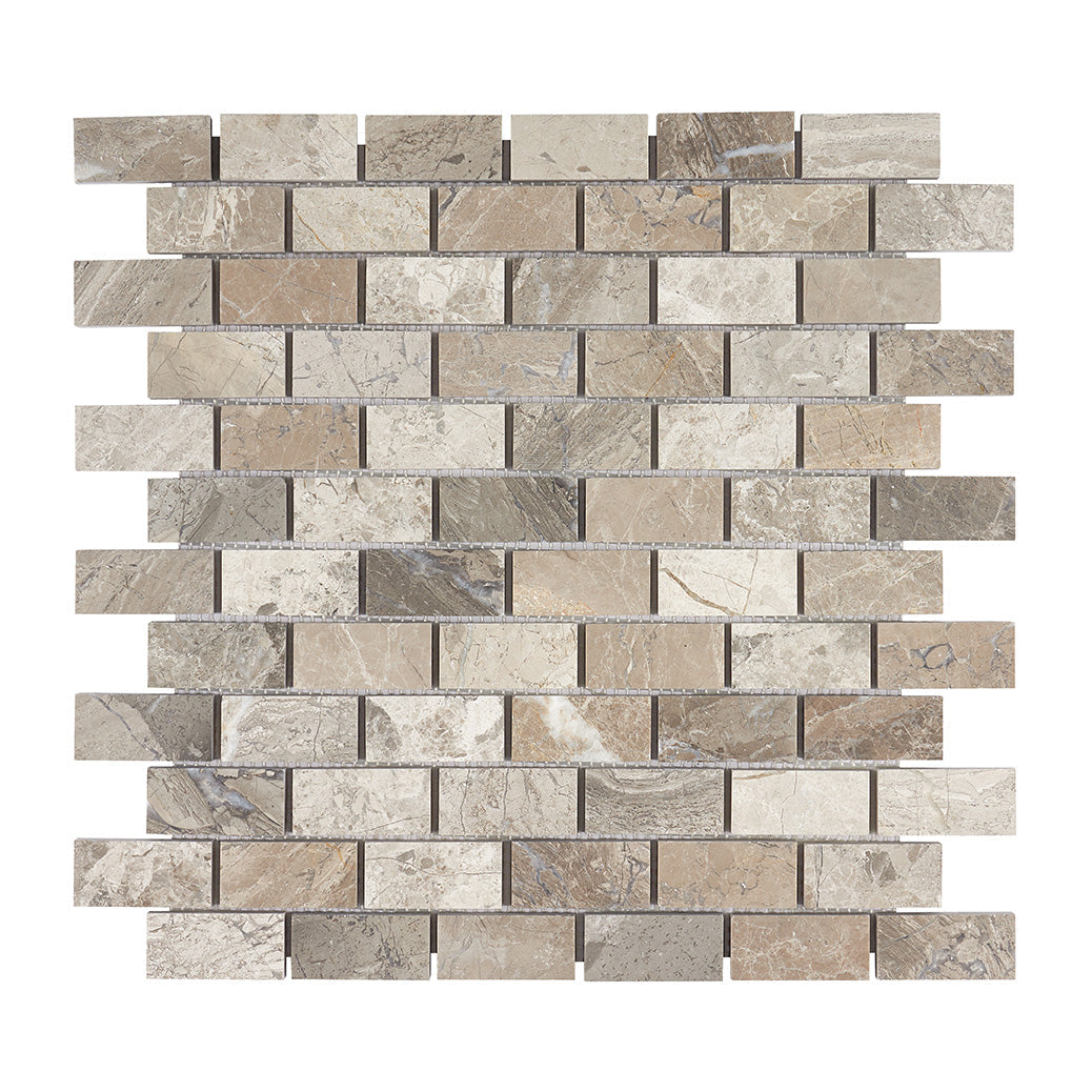 Atlantic Gray Marble 1’’ X 2’’ Brick Mosaic Tumbled/Polished/Honed Wall Tile