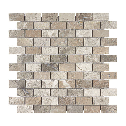 Atlantic Gray Marble 1’’ X 2’’ Brick Mosaic Tumbled/Polished/Honed Wall Tile