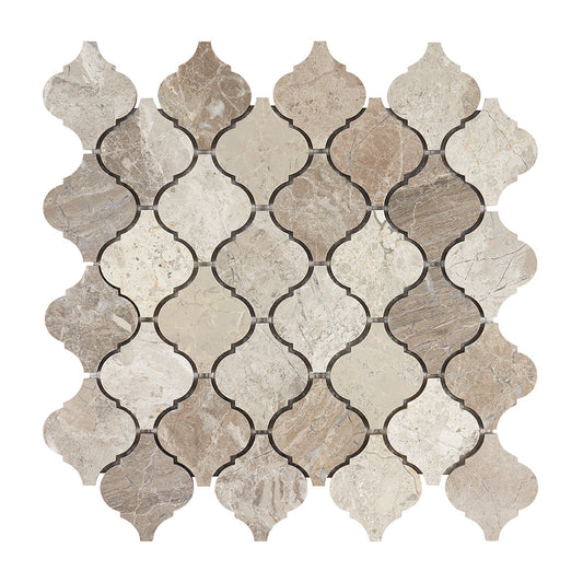 Atlantic Gray Marble 3’’ Arabesque Lantern Mosaic Polished/Honed Wall Tile
