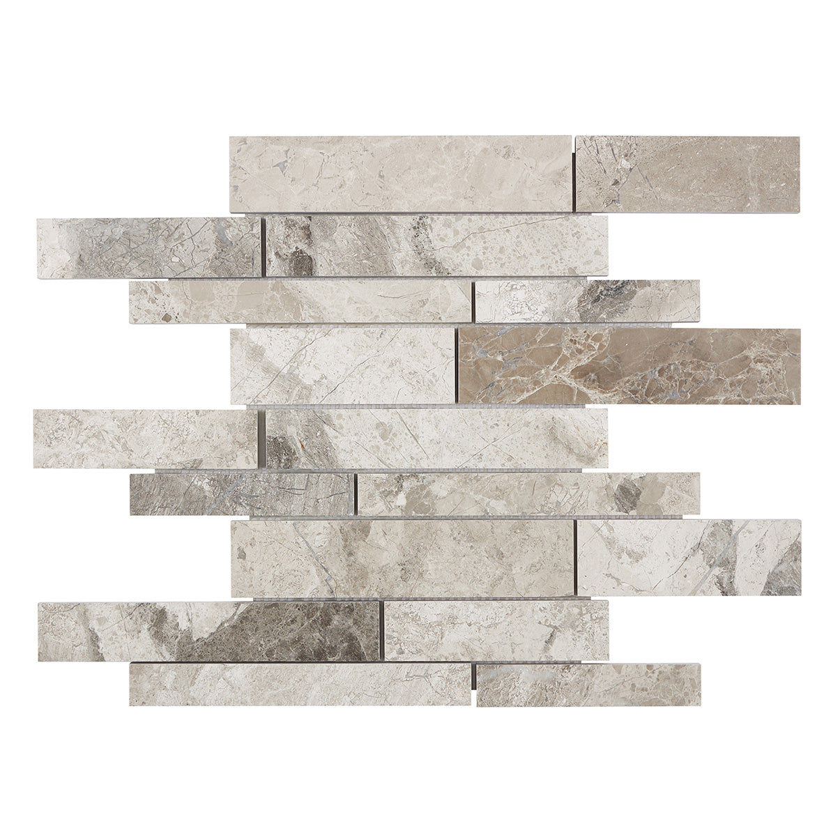 Atlantic Gray Marble Manhattan Random-Strip Mosaic Polished/Honed Wall Tile
