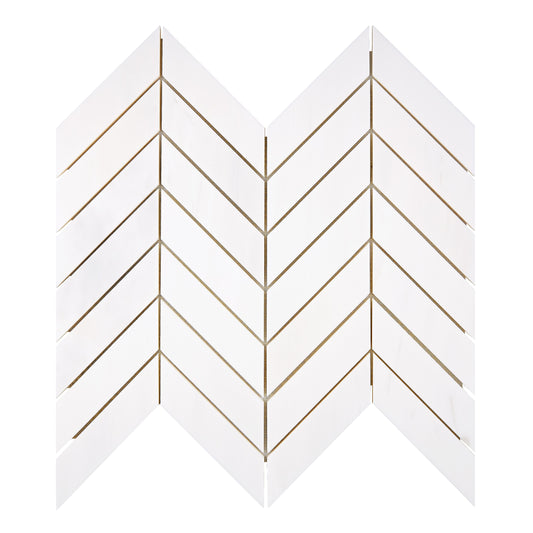 Bianco Dolomite Chevron Mosaic Polished/Honed Backsplash Tile