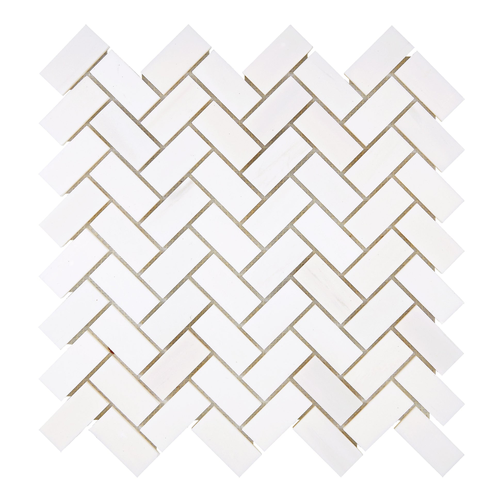 Bianco Dolomite 1’’ X 2’’ Herringbone Mosaic Round-Faced (CNC-Arched) & Honed Backsplash Tile