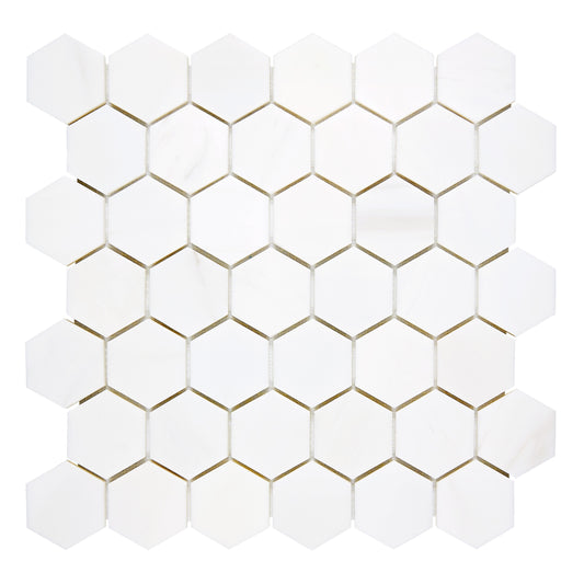 Bianco Dolomite 2’’ X 2’’ Hexagon Mosaic Polished/Honed Backsplash Tile