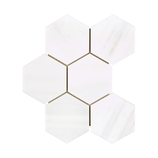 Bianco Dolomite 4’’ X 4’’ Hexagon Mosaic Polished/Honed Backsplash Tile