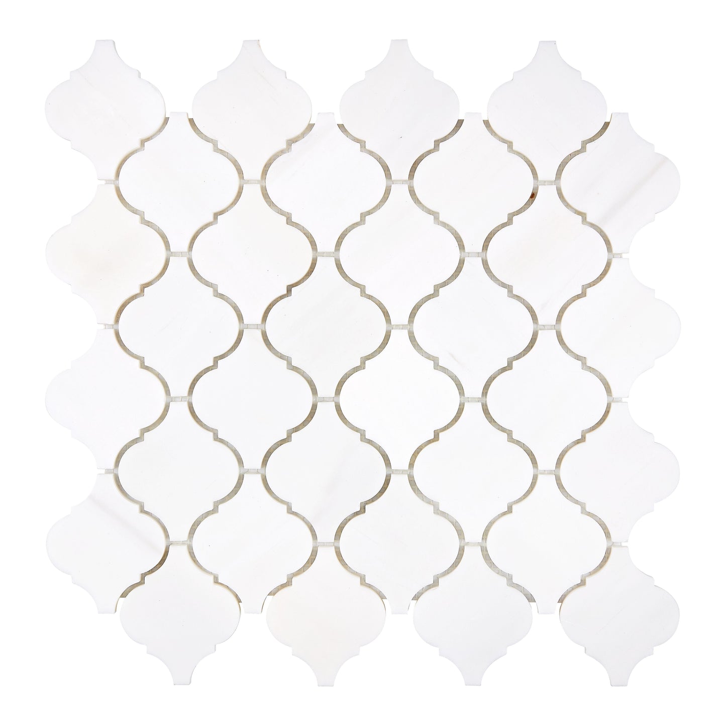 Bianco Dolomite 3’’ Arabesque Lantern Mosaic Polished/Honed Backsplash Tile