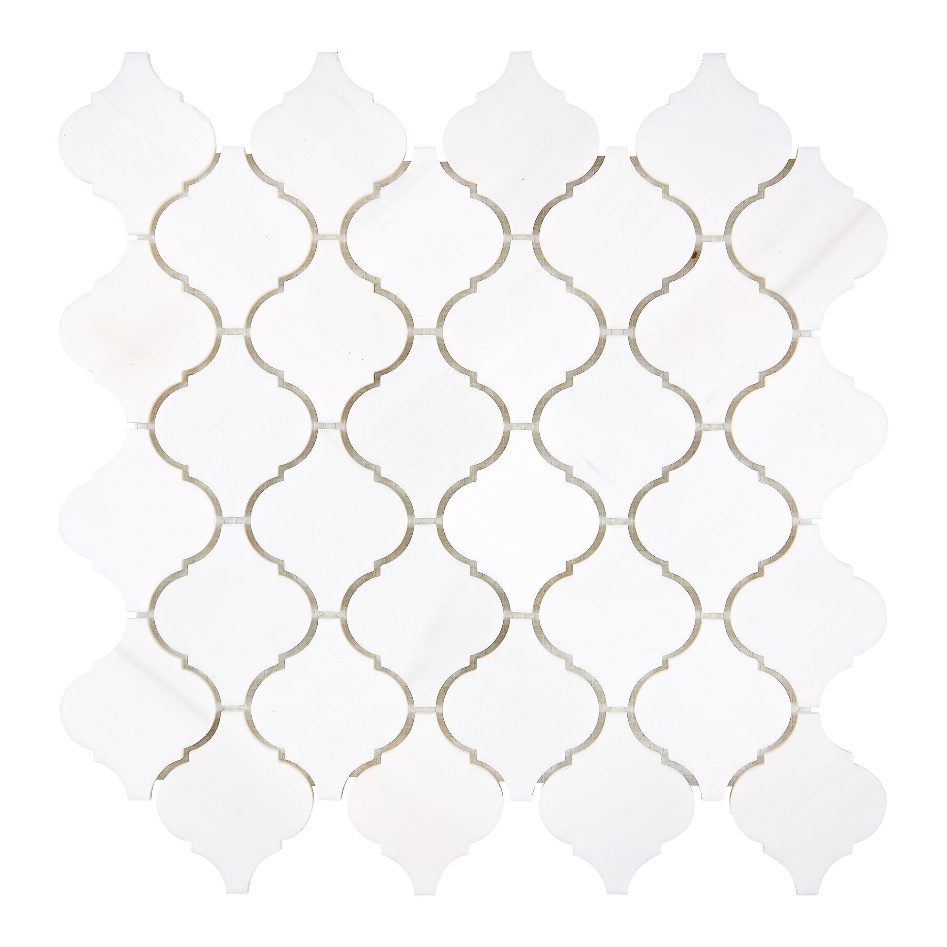 Bianco Dolomite 3’’ Arabesque Lantern Mosaic Polished/Honed Backsplash Tile