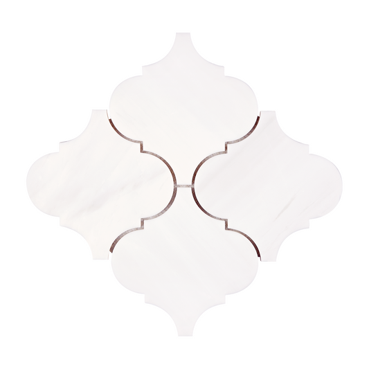 Bianco Dolomite 6’’ Arabesque Lantern Mosaic Polished/Honed Backsplash Tile