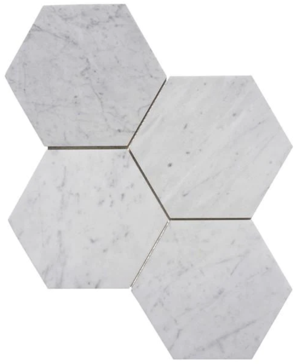 Bianco Carrara White Marble 6" X 6" Hexagon Mosaic