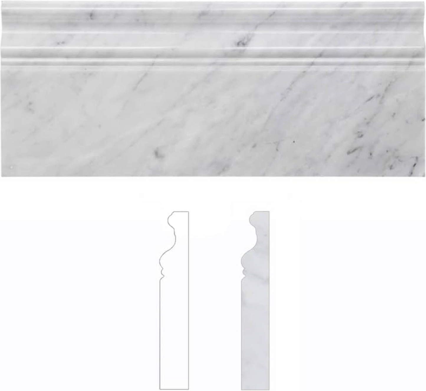 Bianco Carrara White Marble 4-3/4" X 12" Baseboard Trim