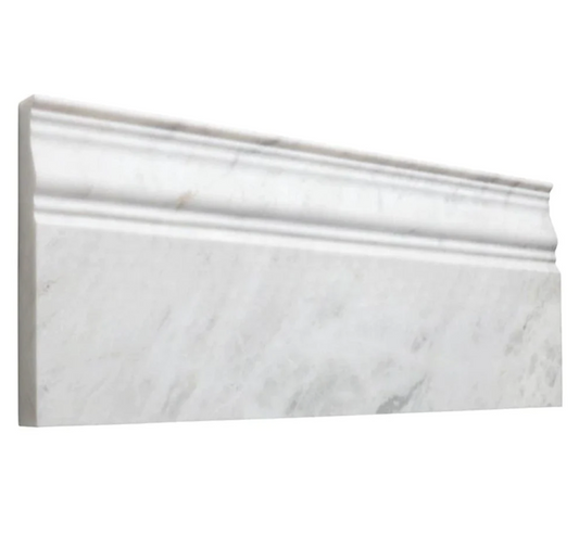 Bianco Carrara White Marble 4-3/4" X 12" Baseboard Trim