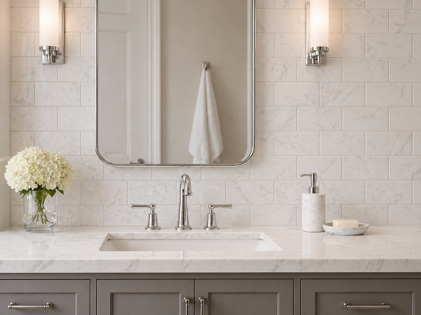 Bianco Carrara White Marble 6" X 12" Tile Micro-Beveled