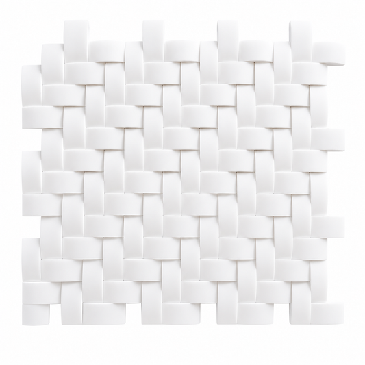 Bianco Dolomite 1" X 2" Herringbone Mosaic Round-Faced (CNC-Arched) & Honed