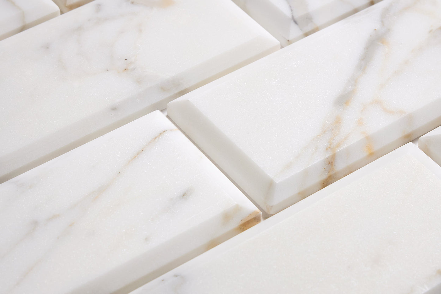 Calacatta Gold Marble 3’’ X 6’’ Tile Deep-Beveled Wall Tile
