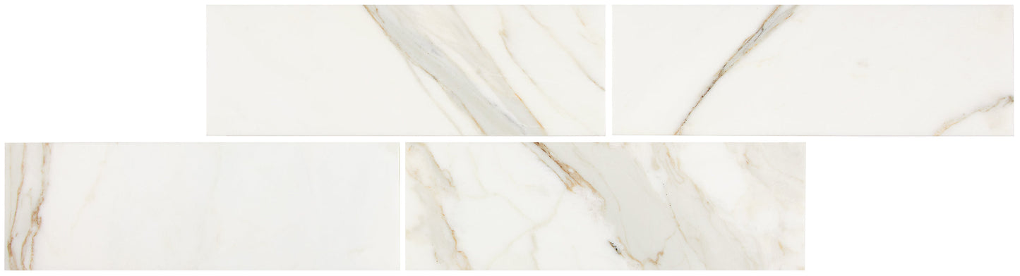 Calacatta Gold Marble 4’’ X 12’’ Tile Micro-Beveled Wall Tile
