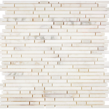 Calacatta Gold Marble Bamboo Sticks 8 mm Random-Strip Mosaic Wall Tile