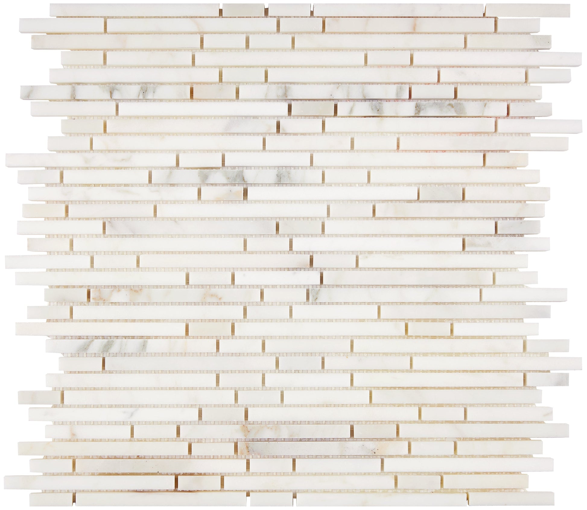 Calacatta Gold Marble Bamboo Sticks 8 mm Random-Strip Mosaic Wall Tile