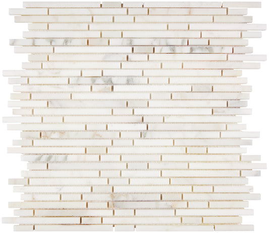 Calacatta Gold Marble Bamboo Sticks 8 mm Random-Strip Mosaic Wall Tile