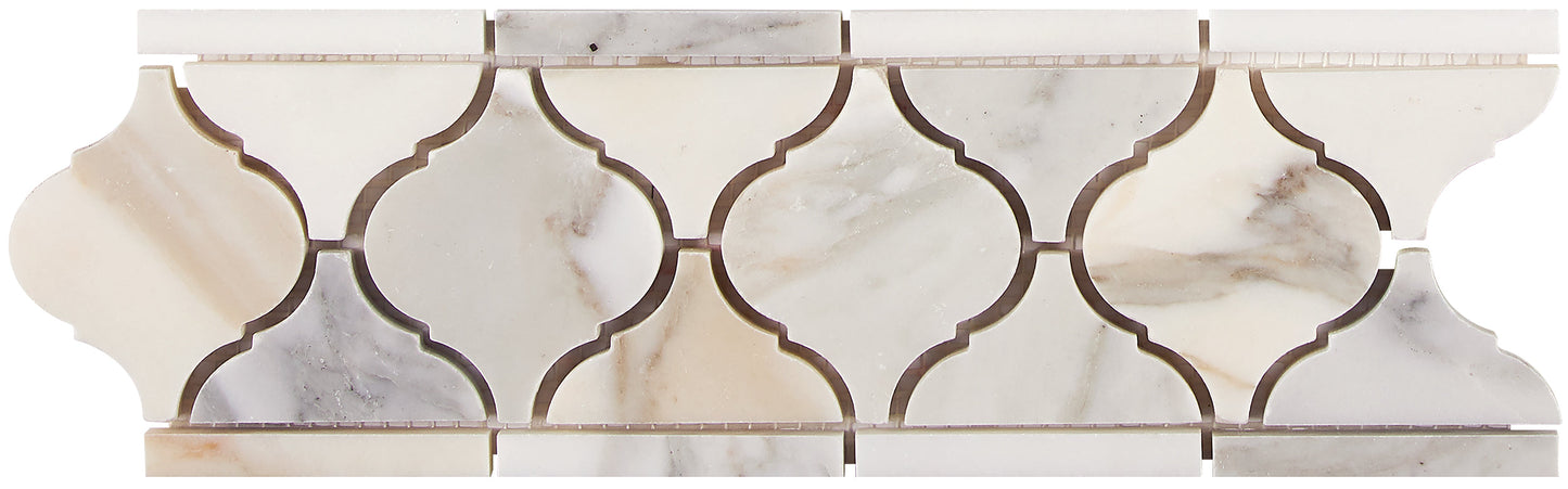 Calacatta Gold Marble 3-7/8’’ X 11-5/8’’ Lantern Border Accent & Trim Tile