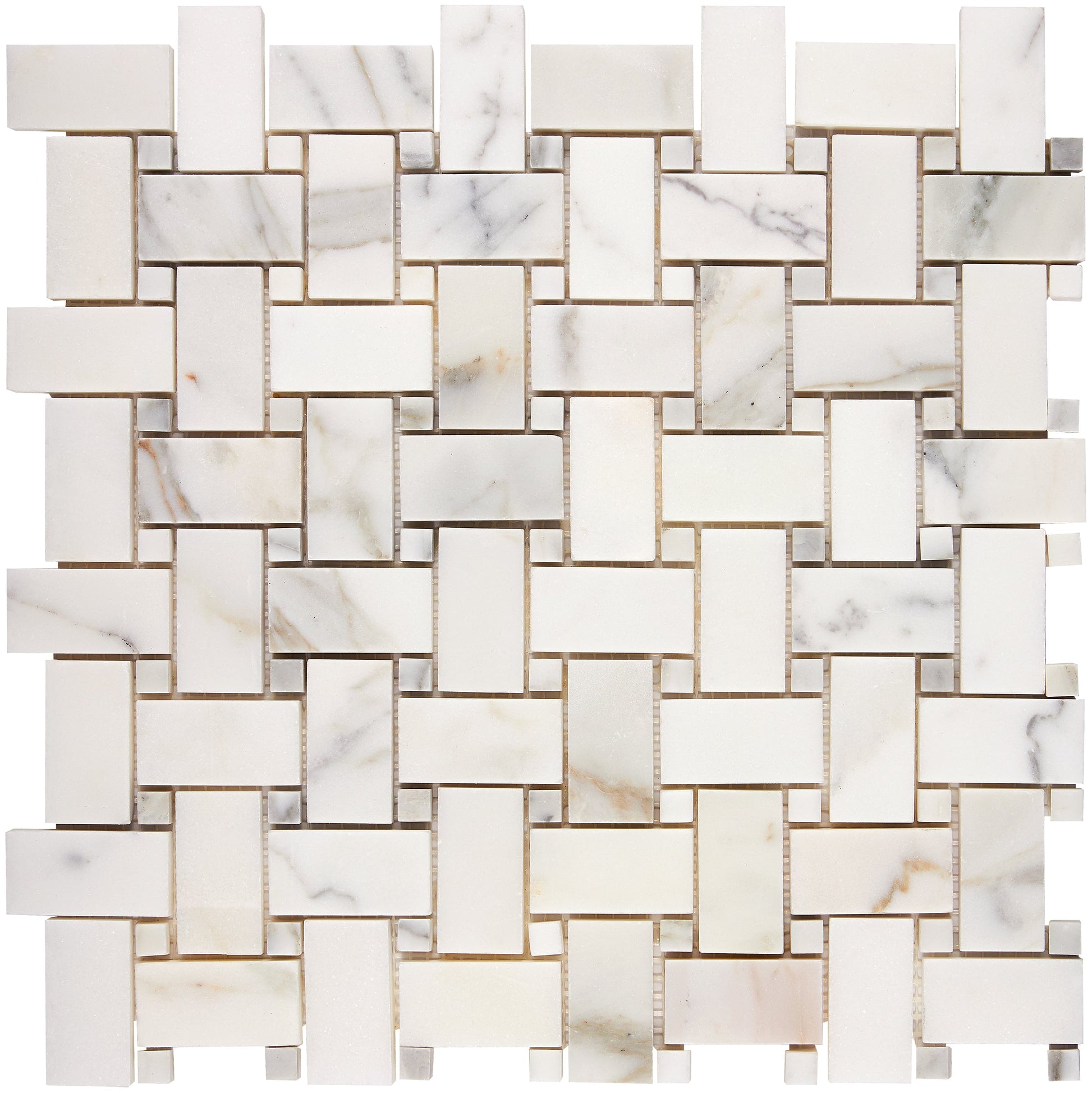 Calacatta Gold Marble Basketweave Mosaic Wall Tile
