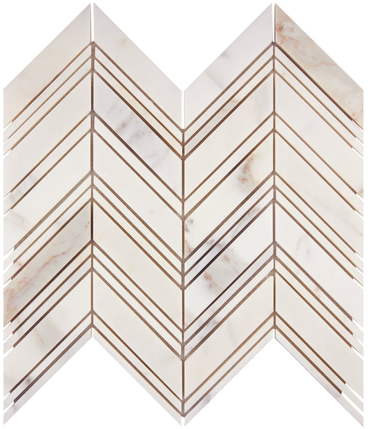 Calacatta Gold Marble Chevron Large Mosaic Wall Tile