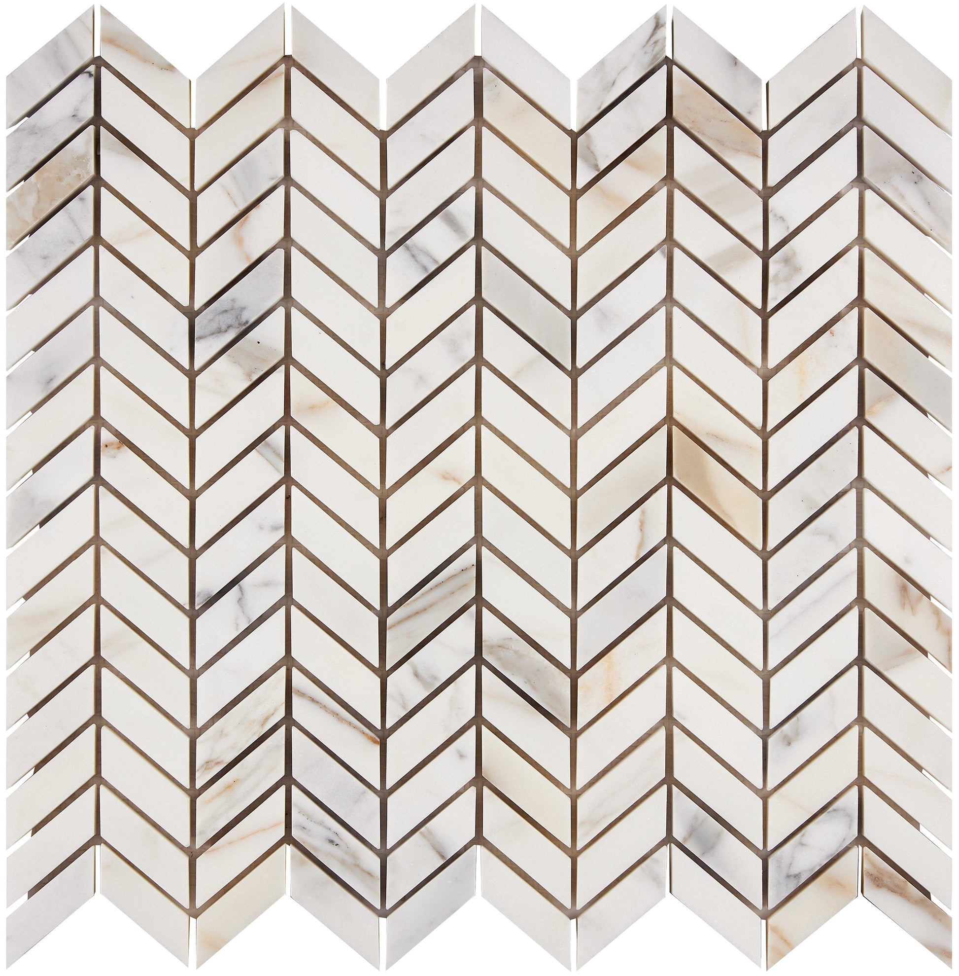 Calacatta Gold Marble Mini-Chevron Mosaic Wall Tile