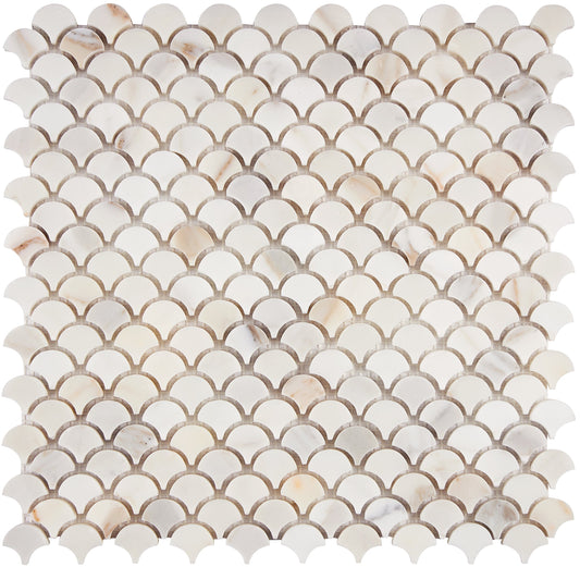 Calacatta Gold Marble FAN (Raindrop) Mosaic Wall Tile