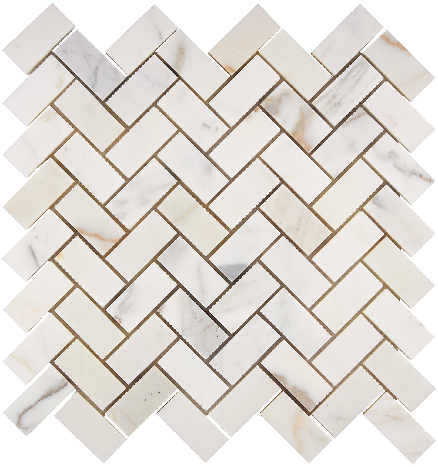Calacatta Gold Marble 1’’ X 2’’ Herringbone Mosaic Wall Tile
