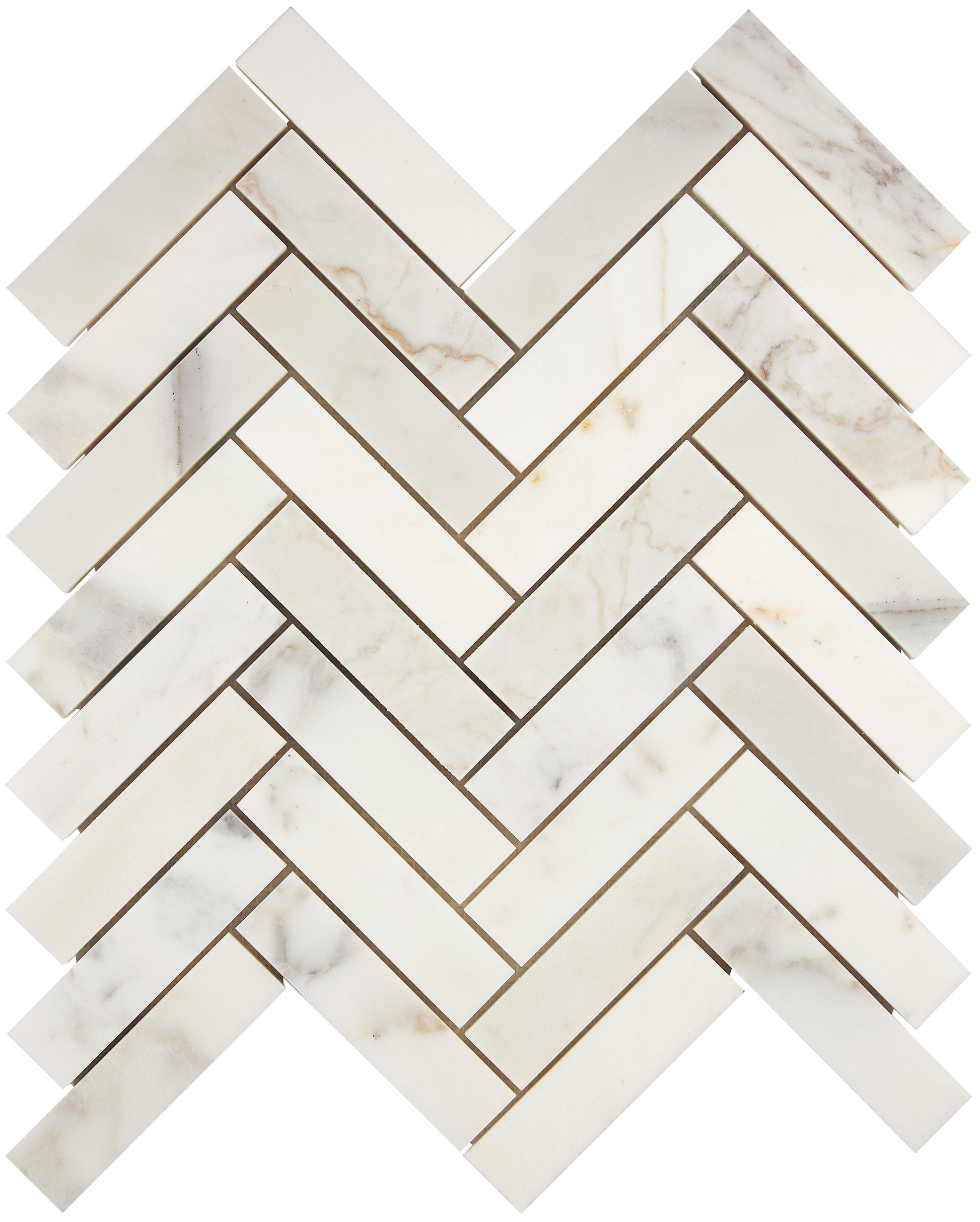 Calacatta Gold Marble 1’’ X 4’’ Herringbone Mosaic Wall Tile