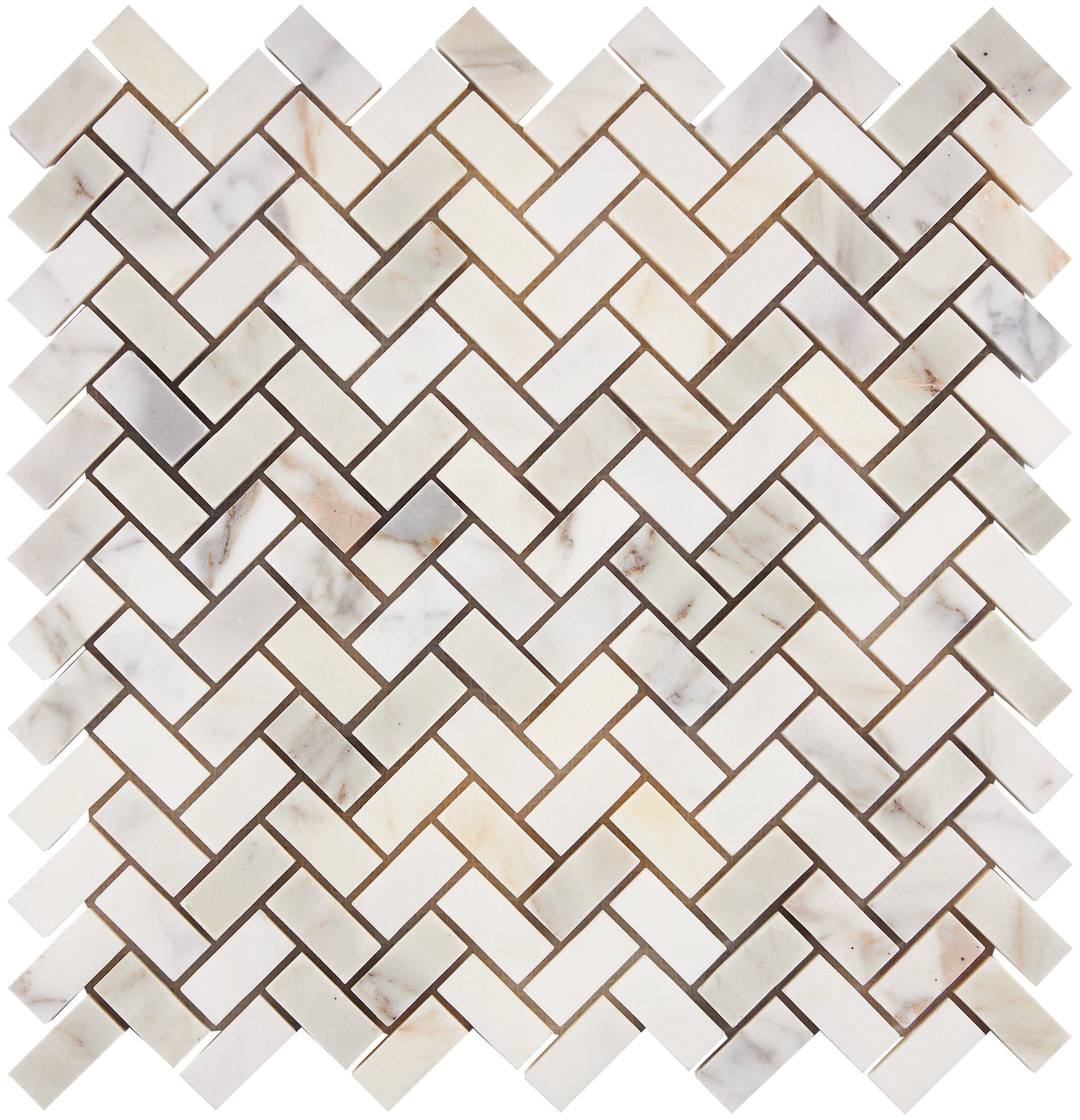 Calacatta Gold Marble 5/8’’ X 1-1/4’’ Mini-Herringbone Mosaic Wall Tile