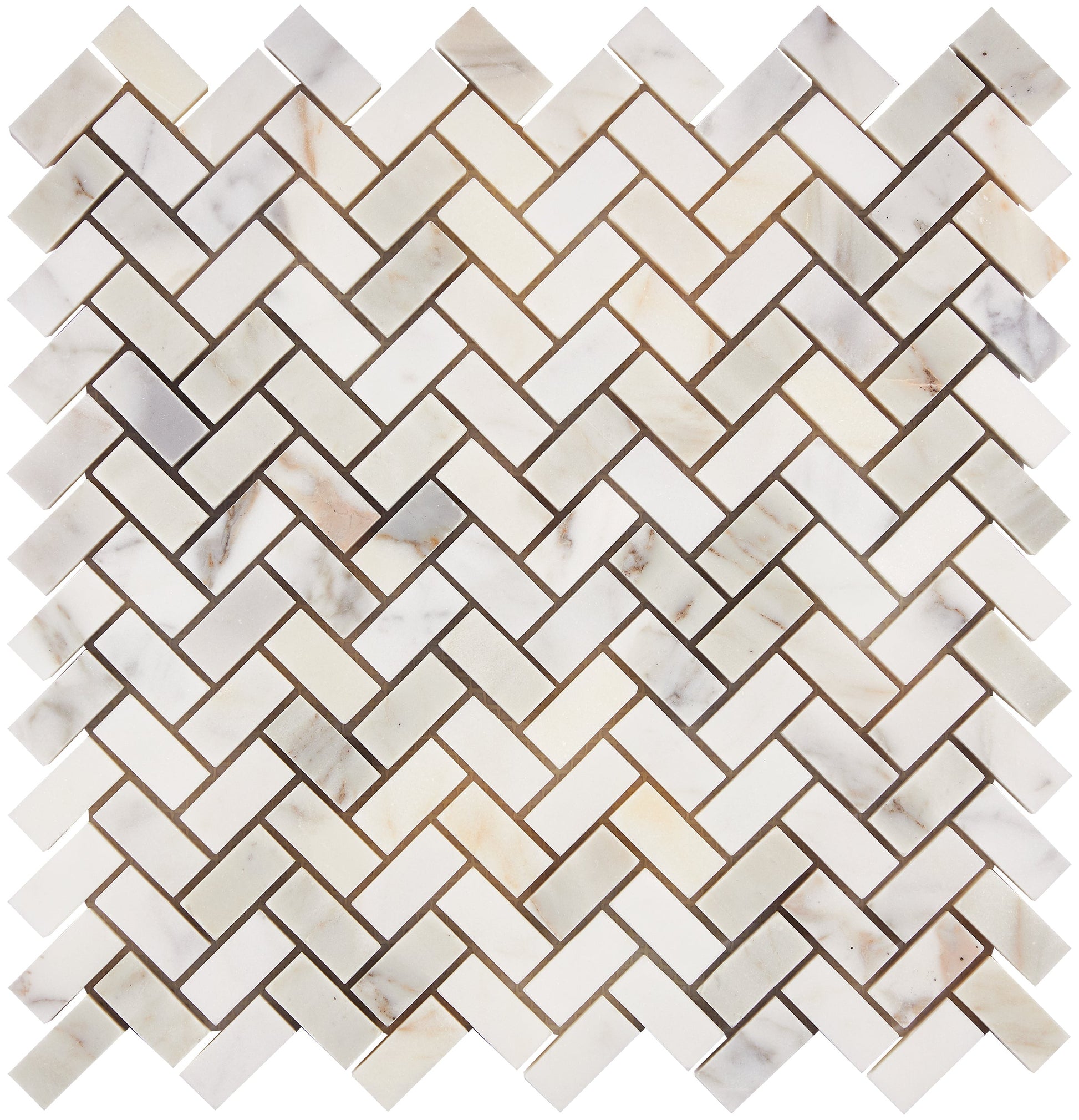 Calacatta Gold Marble 5/8’’ X 1-1/4’’ Mini-Herringbone Mosaic Wall Tile