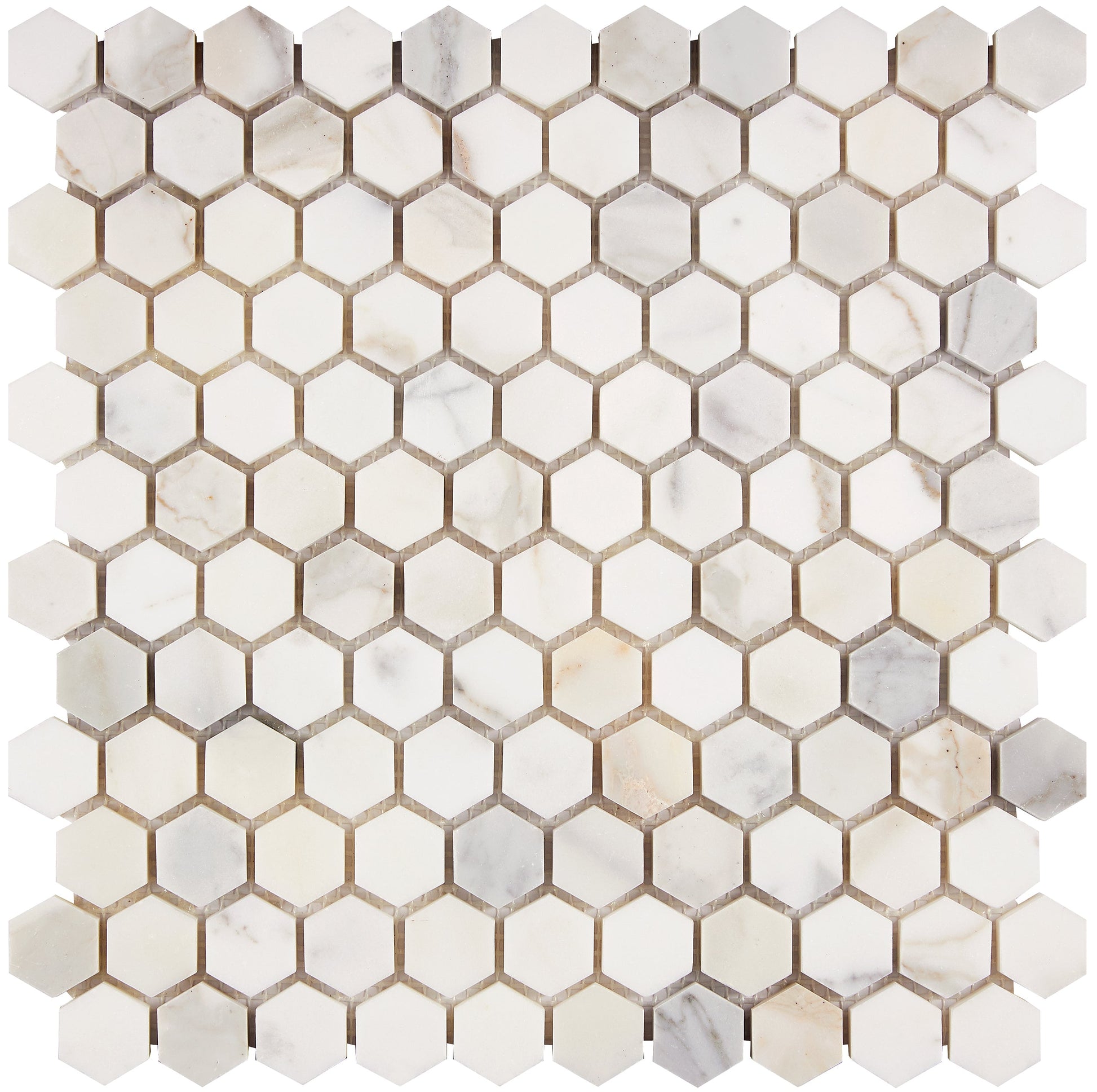 Calacatta Gold Marble 1’’ X 1’’ Hexagon Mosaic Wall Tile