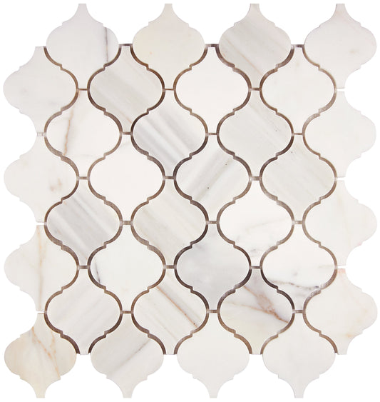 Calacatta Gold Marble 3’’ Arabesque Lantern Mosaic Wall Tile