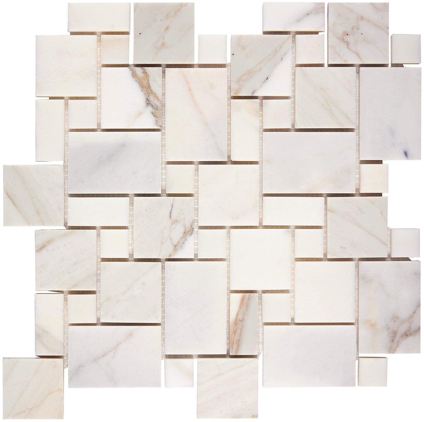 Calacatta Gold Marble Mini-Versailles Pattern Mosaic Wall Tile