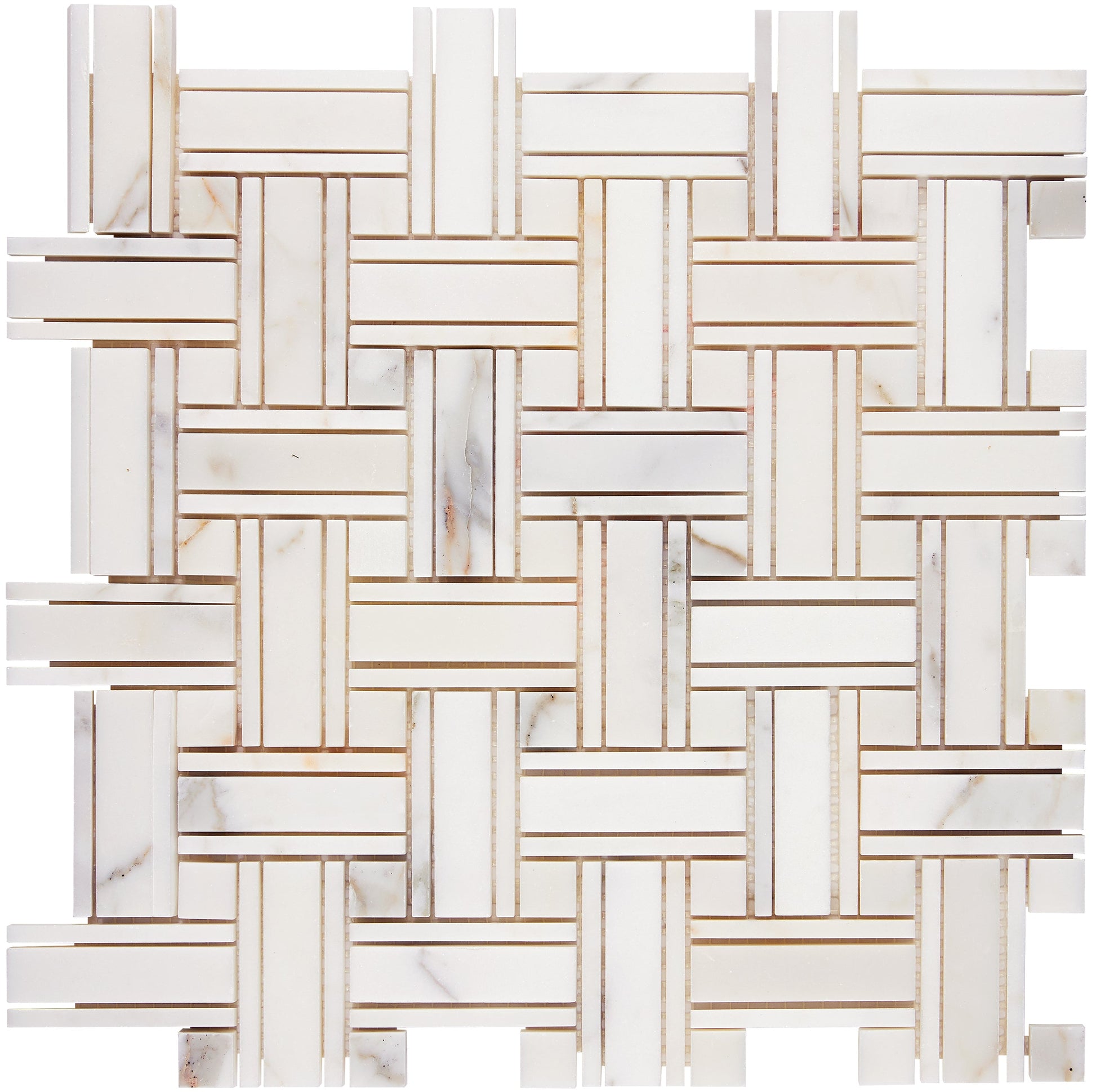 Calacatta Gold Marble Triple-Weave Mosaic Wall Tile