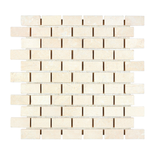 Crema Marfil Marble 1’’ X 2’’ Brick Mosaic Backsplash Tile