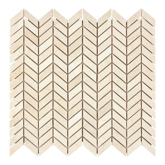 Crema Marfil Marble Chevron Mosaic Polished Backsplash Tile